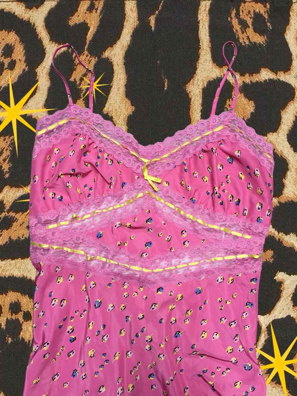 BETSEY JOHNSON | Pink Slip Dress with Delicate Lace Trim | Women’s Size L - Picture 2 of 6
